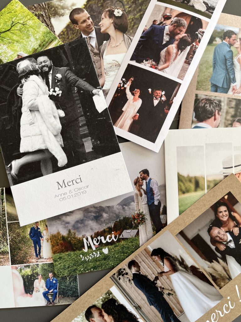 cartes de remerciements des mariés qui ont fait confiance à monsieurMaurice